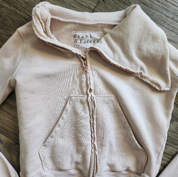 Frank & Eileen Tee Lab Asymmetric Zip Fleece Jacket in Dirty Ballerina Sz S - Picture 3 of 7